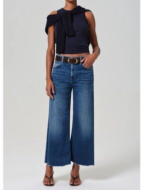 Citizens of Humanity Lyra Wide Leg Crop Raw Hem in Ambry